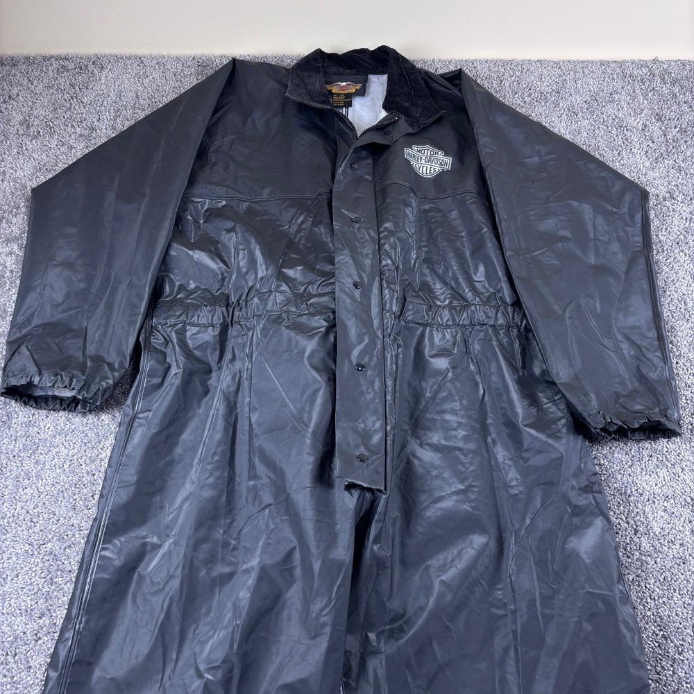Harley‎ Davidson Black PVC Rain Coverall Motorcycle Boiler Suit Size Large